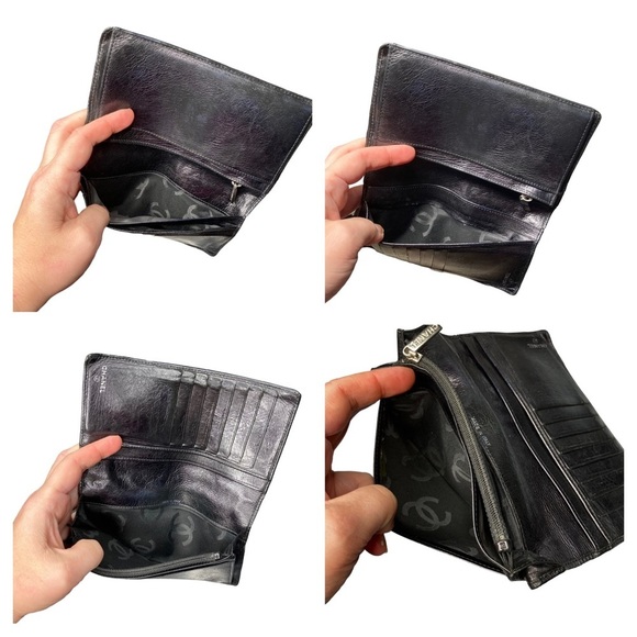 Authentic CHANEL Cambon Black Quilted Lambskin Leather & Black CC Long Wallet - Picture 10 of 16